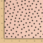 Popelín Spandex Lunares Negro 7mm Rosa - Ribes y Casals