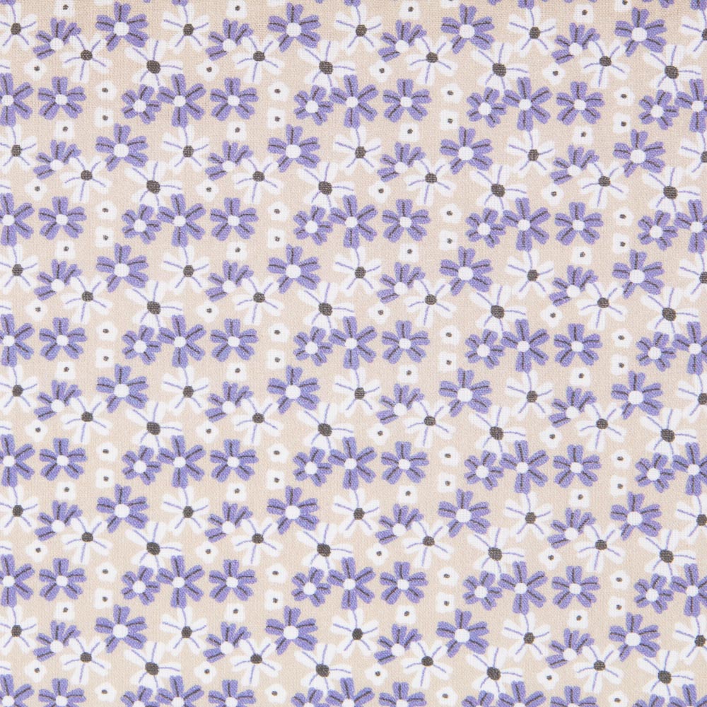 Algodón Popelín Floral Gris - Ribes y Casals