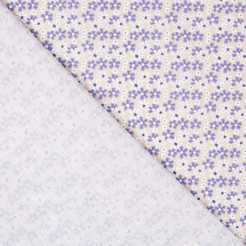 Algodón Popelín Floral Gris - Ribes y Casals