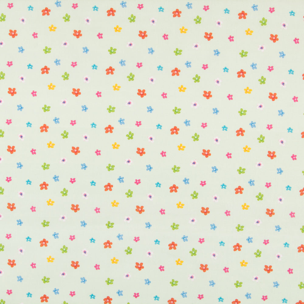 Algodón Popelín Florecitas Verde Claro - Ribes y Casals