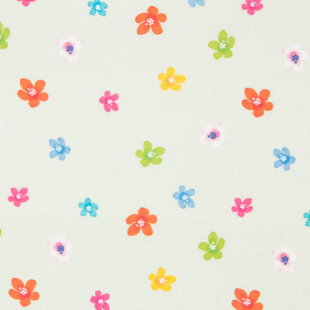 Algodón Popelín Florecitas Verde Claro - Ribes y Casals