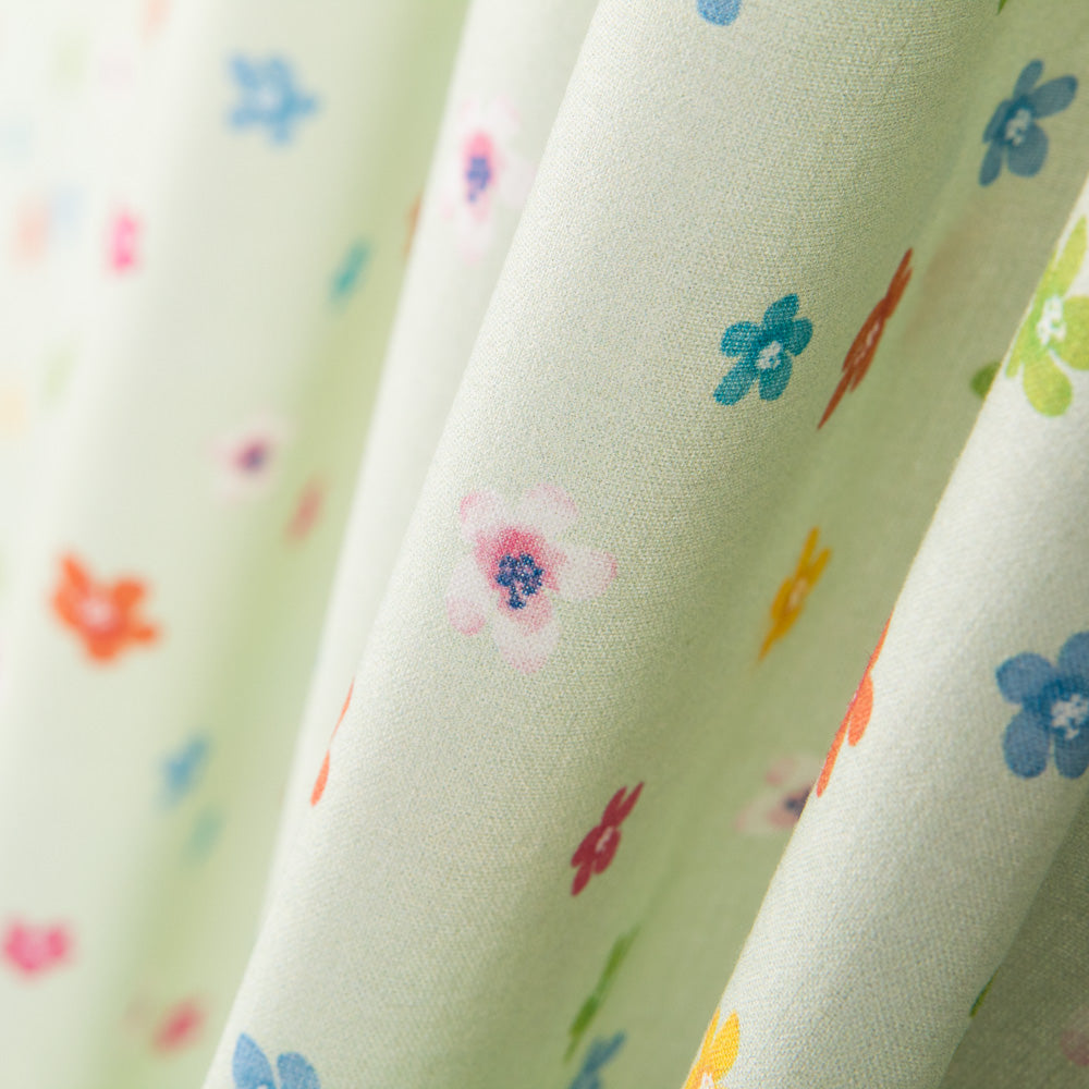 Algodón Popelín Florecitas Verde Claro - Ribes y Casals