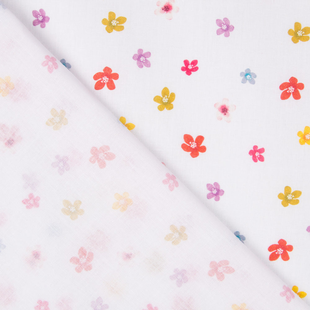 Algodón Popelín Florecitas Blanca - Ribes y Casals