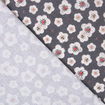 Algodón Popelín Flores Gris Marengo - Ribes y Casals