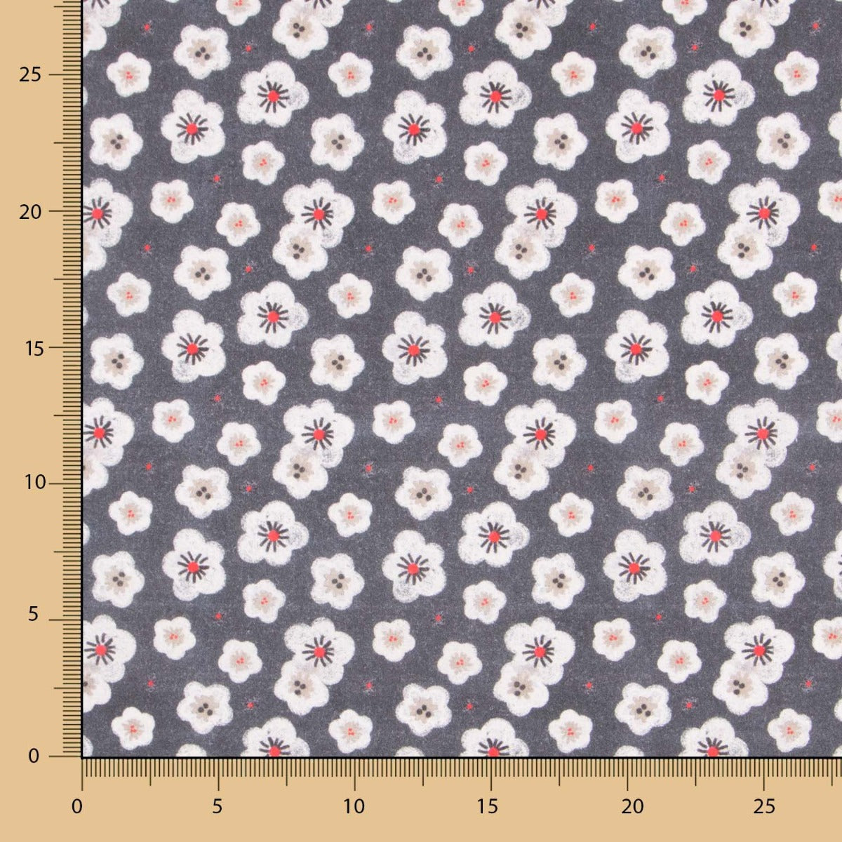 Algodón Popelín Flores Gris Marengo - Ribes y Casals