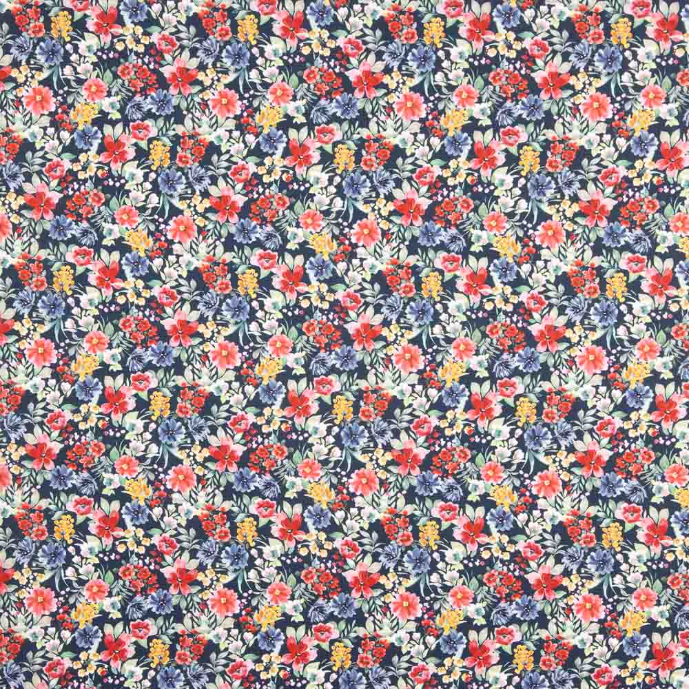 Popelín Flores Jardín Azul - Ribes y Casals