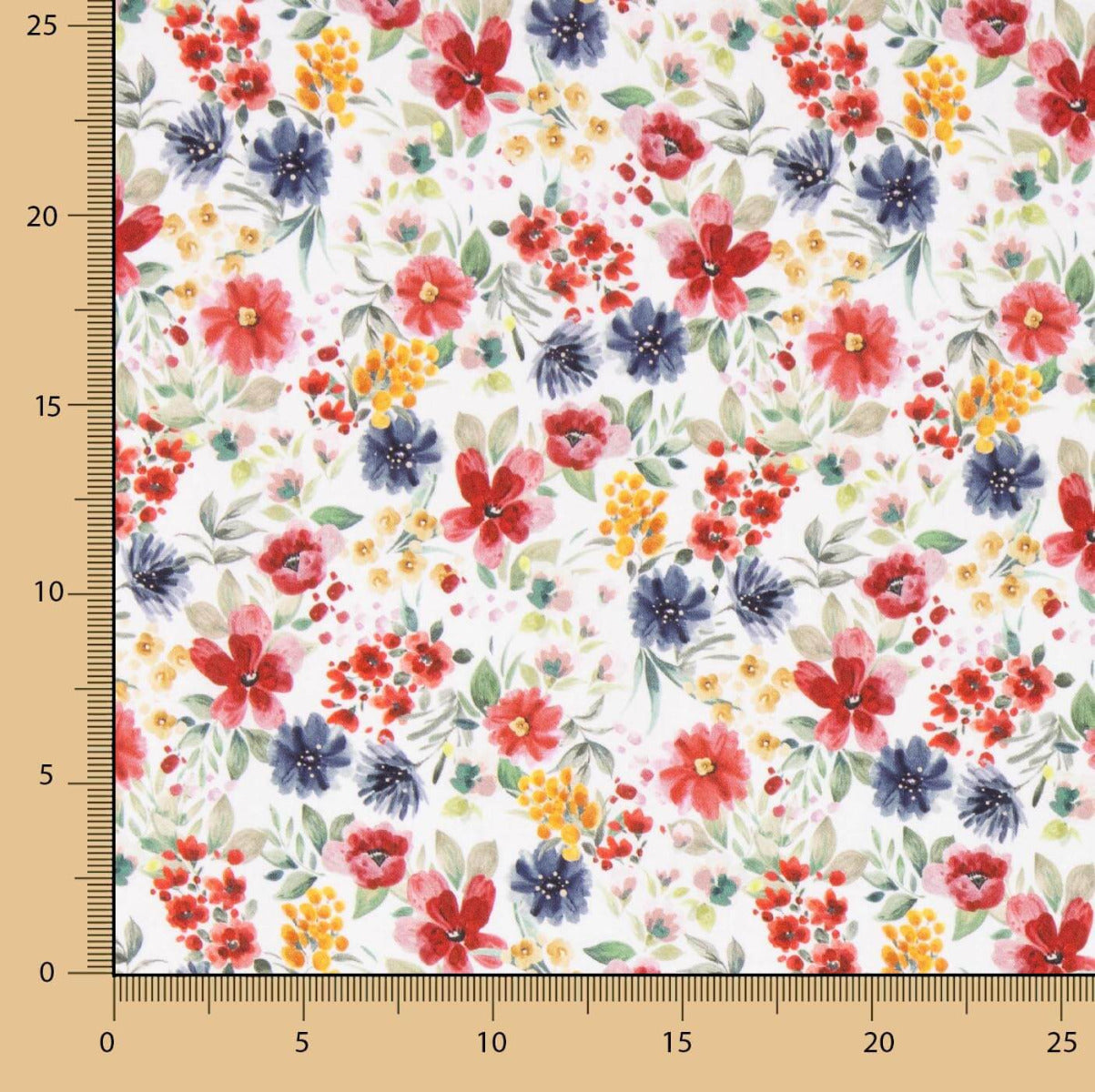 Popelín Flores Jardín Blanco - Ribes y Casals