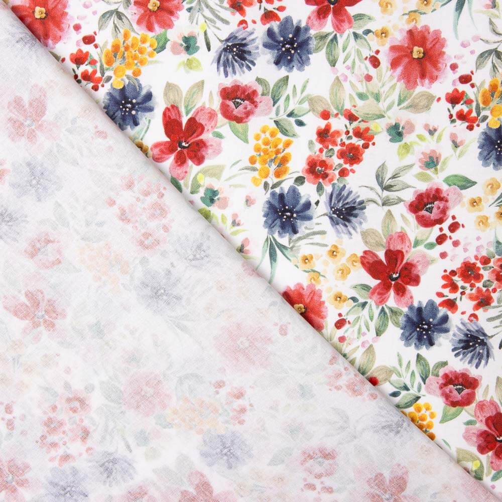 Popelín Flores Jardín Blanco - Ribes y Casals