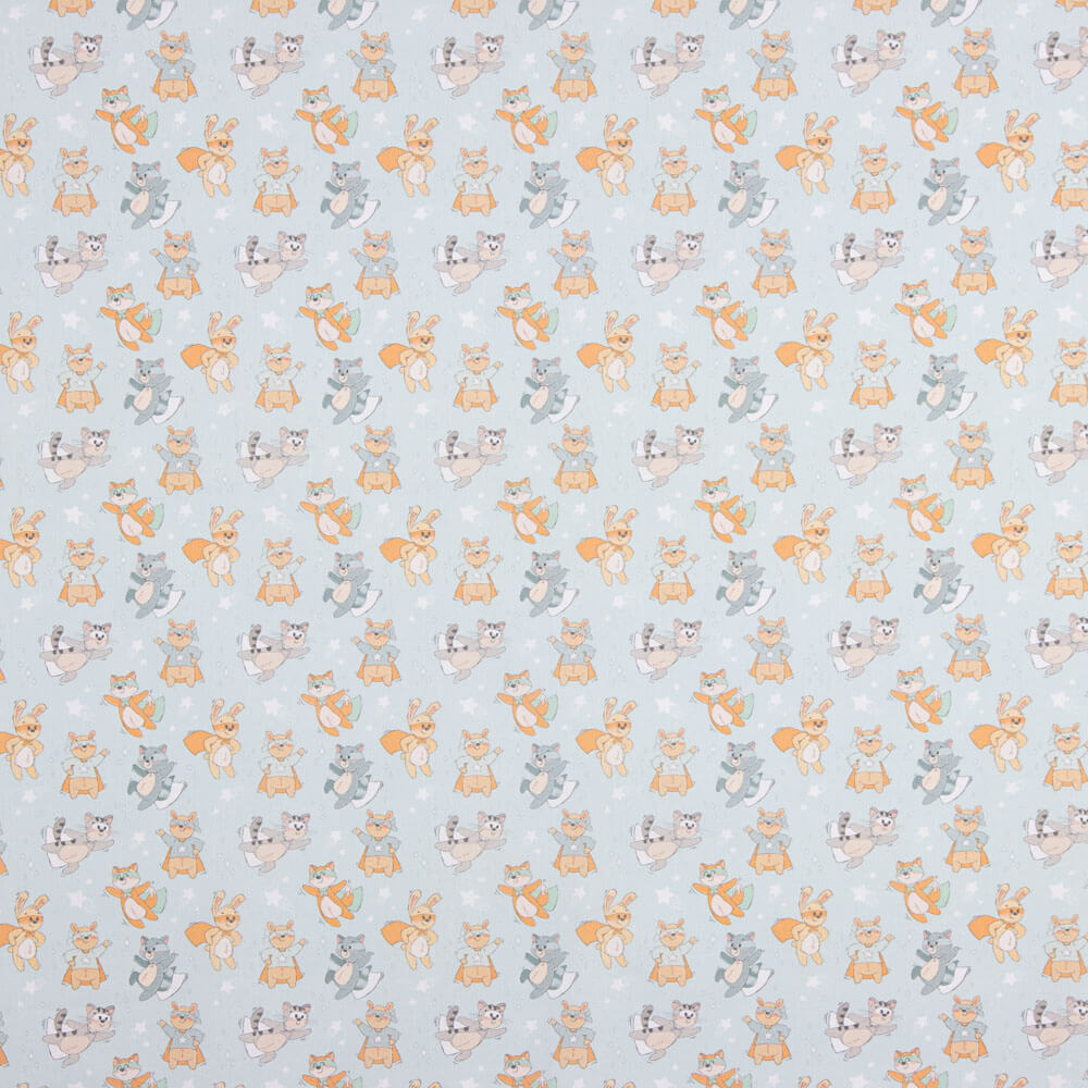 Popelín Algodón Gato Capa Verde Agua - Ribes y Casals