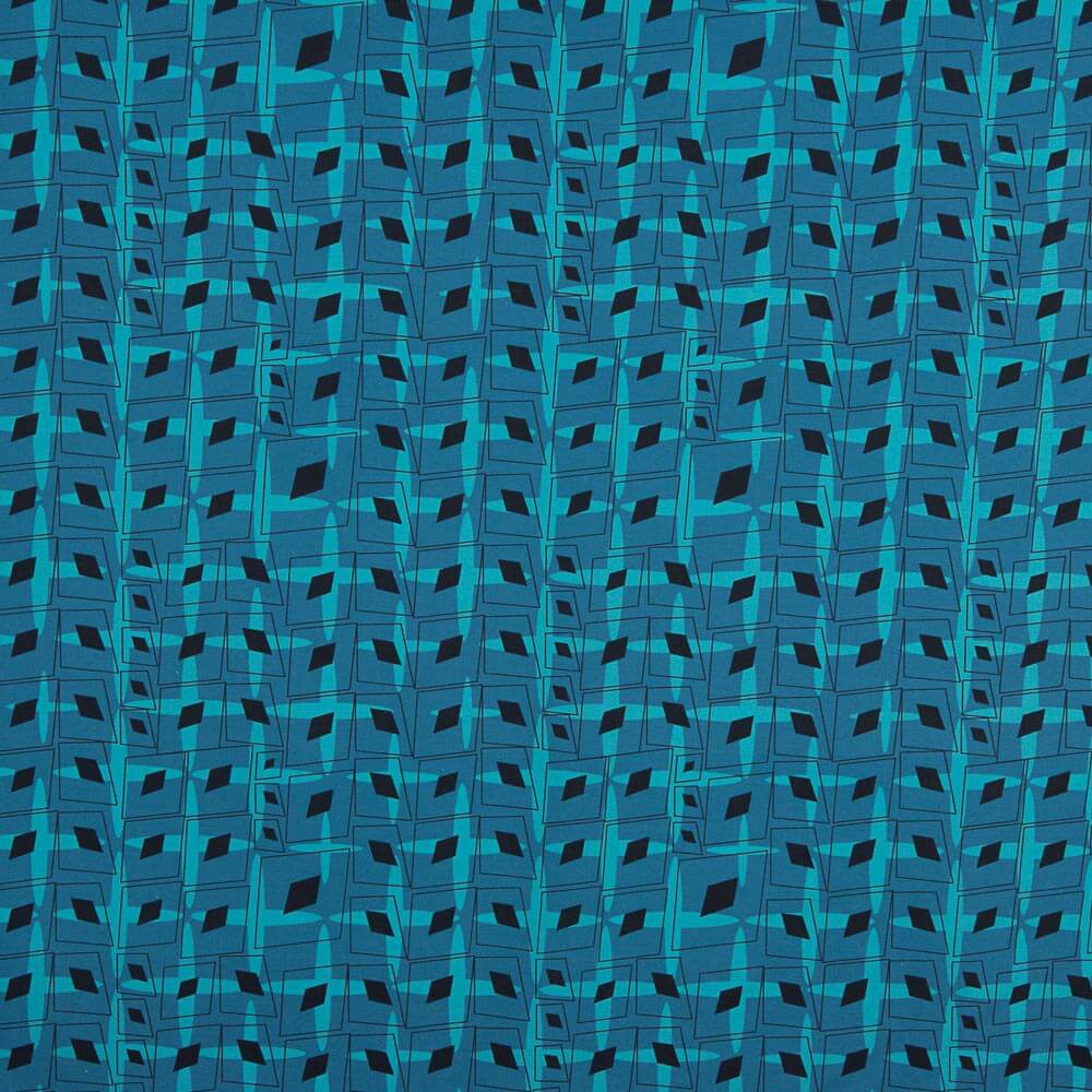 Popelín Algodón Geo Azul Canard - Ribes y Casals