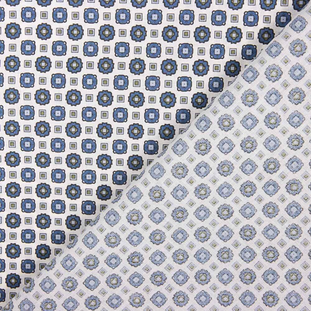 Popelín Flor Kubo Azul - Ribes y Casals