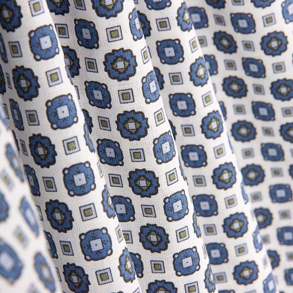 Popelín Flor Kubo Azul - Ribes y Casals