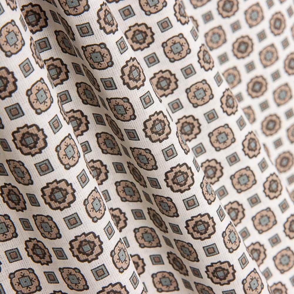 Popelín Flor Kubo Beige - Ribes y Casals