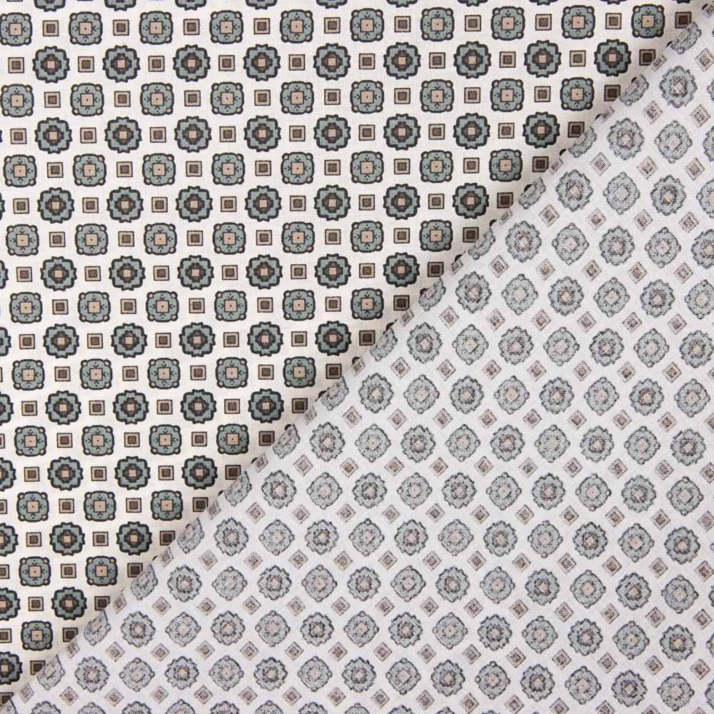 Popelín Flor Kubo Verdoso - Ribes y Casals