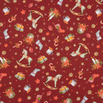 Popelín Navidad Caballito Burdeos - Ribes y Casals