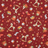 Popelín Navidad Caballito Burdeos - Ribes y Casals