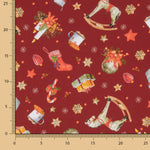 Popelín Navidad Caballito Burdeos - Ribes y Casals