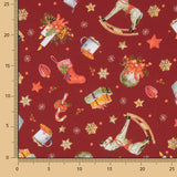 Popelín Navidad Caballito Burdeos - Ribes y Casals