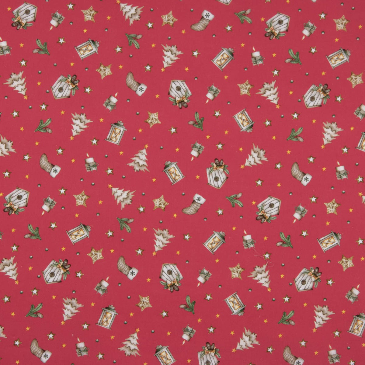 Popelín Navidad Farolillos Rojo - Ribes y Casals