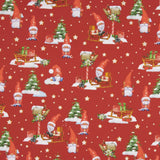 Popelín Navidad Gnomos Rojo - Ribes y Casals
