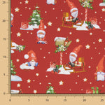 Popelín Navidad Gnomos Rojo - Ribes y Casals