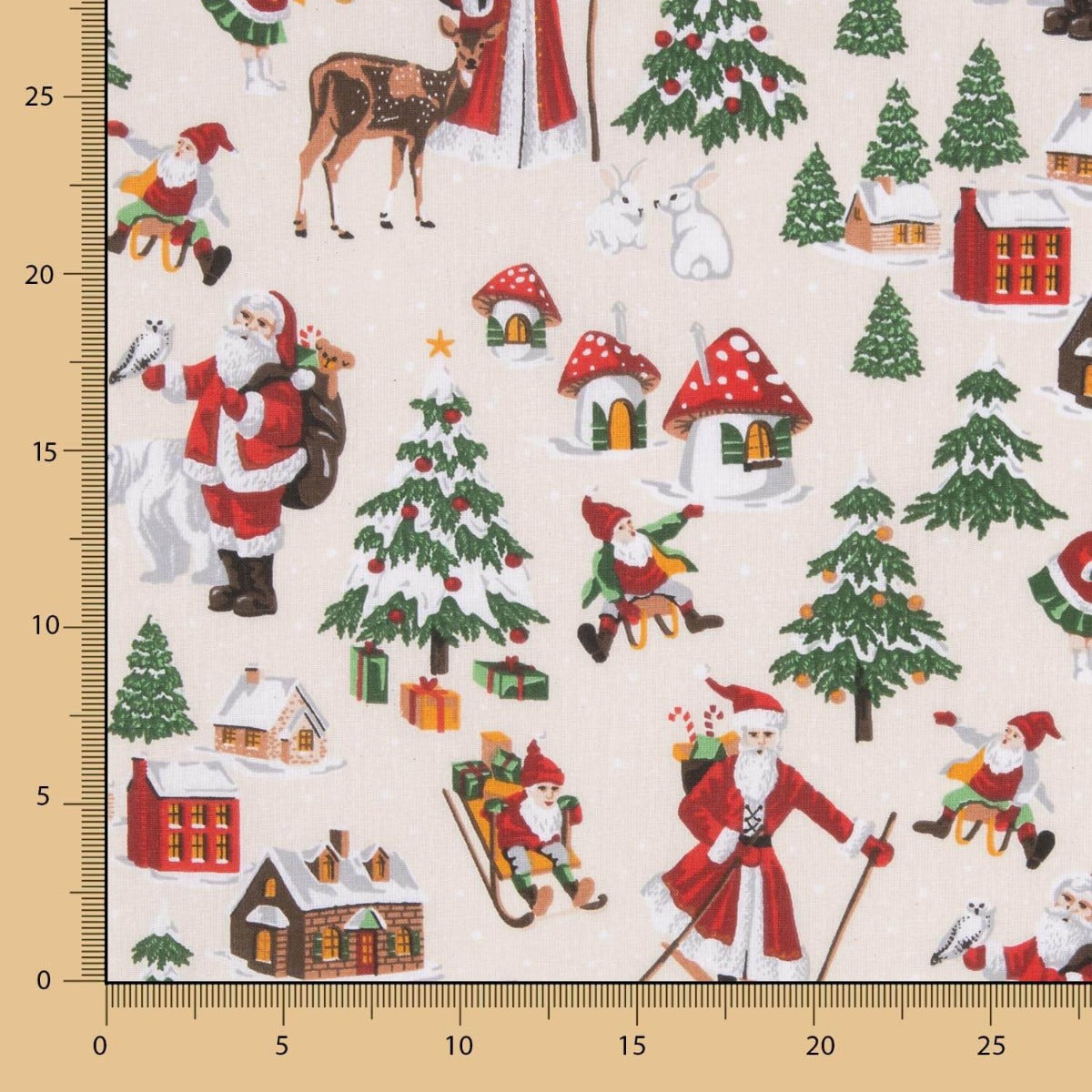 Popelín Navidad Papa Noel Crudo - Ribes y Casals