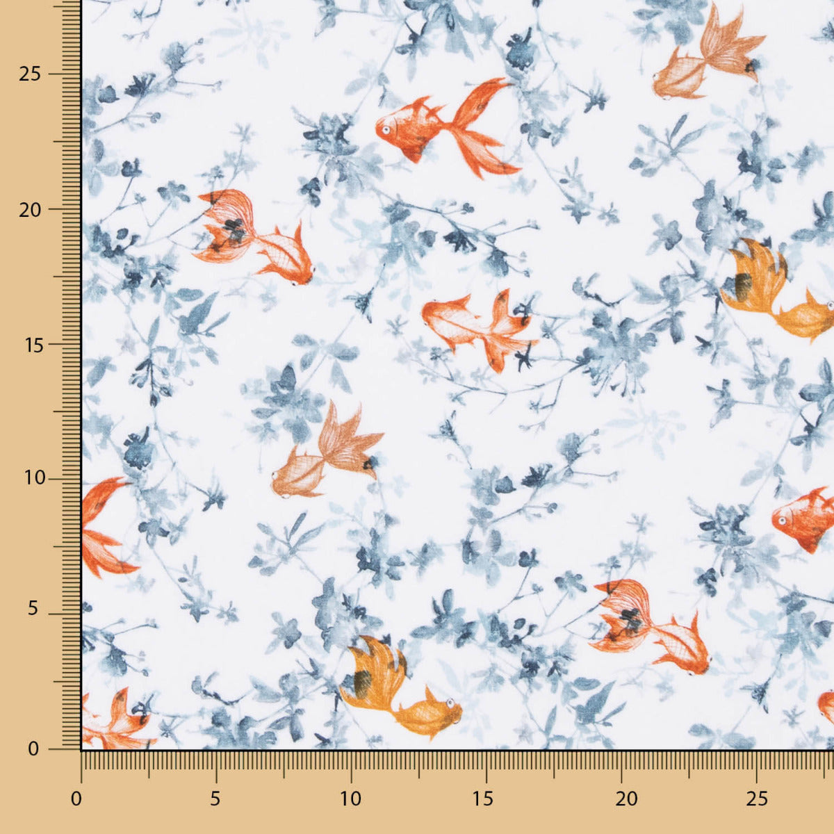 Popelín Algodón Pez Koi Blanco - Ribes y Casals