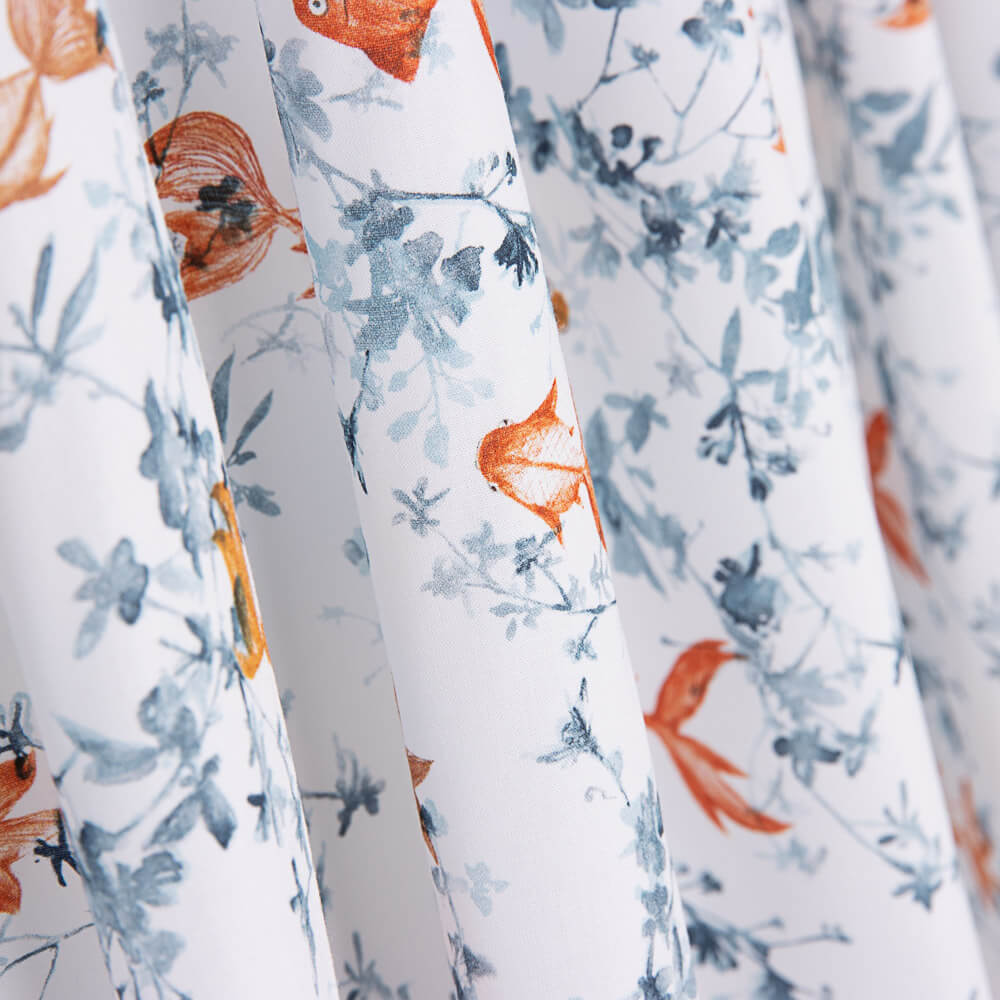 Popelín Algodón Pez Koi Blanco - Ribes y Casals