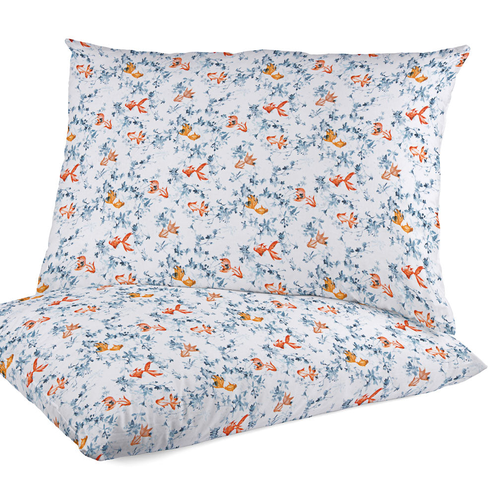 Popelín Algodón Pez Koi Blanco - Ribes y Casals