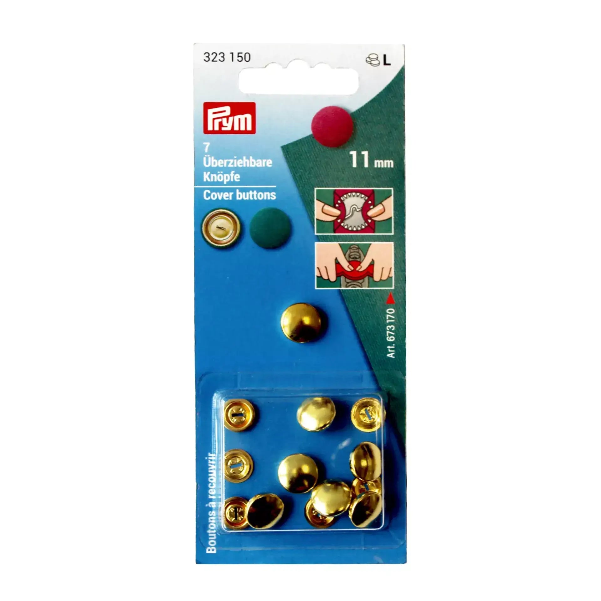 Botones Revestibles Prym 323150 Dorados 11 mm – Pack 7 Unidades - Ribes y Casals