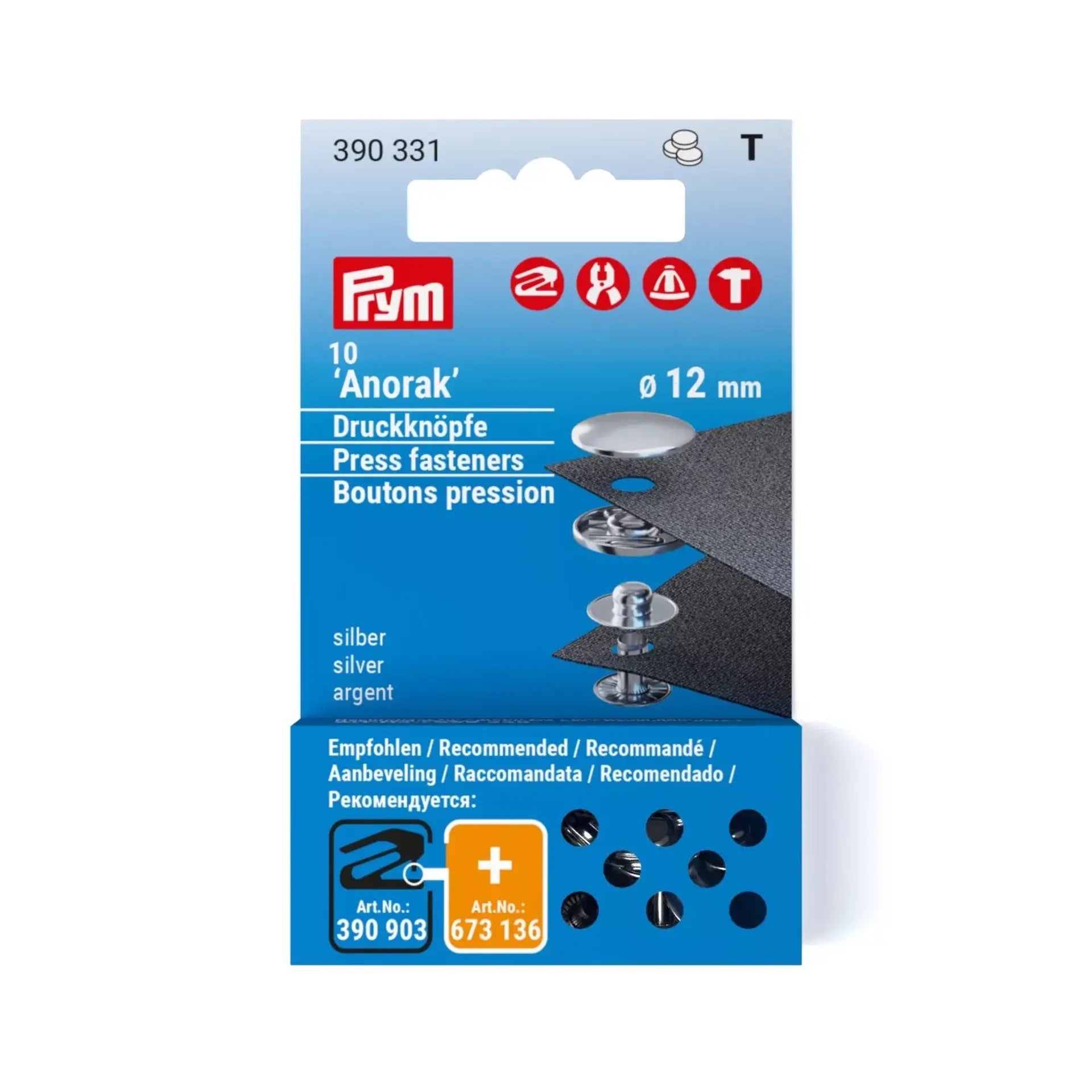 Botones de Presión Prym Anorak 12 mm Plateado - Ribes y Casals