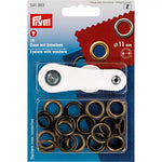 Ojetes Prym con Arandelas 11 mm Latón Viejo – 15 Unidades - Ribes y Casals