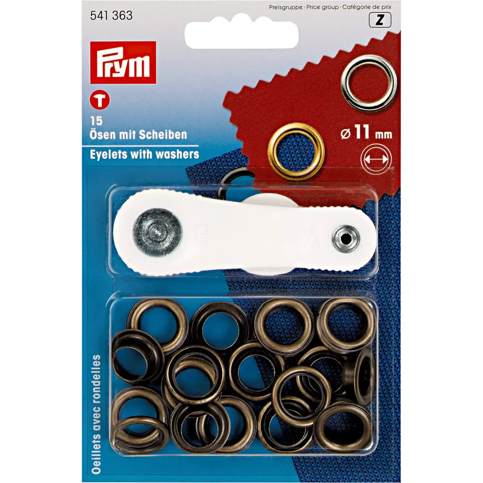 Ojetes Prym con Arandelas 11 mm Latón Viejo – 15 Unidades - Ribes y Casals
