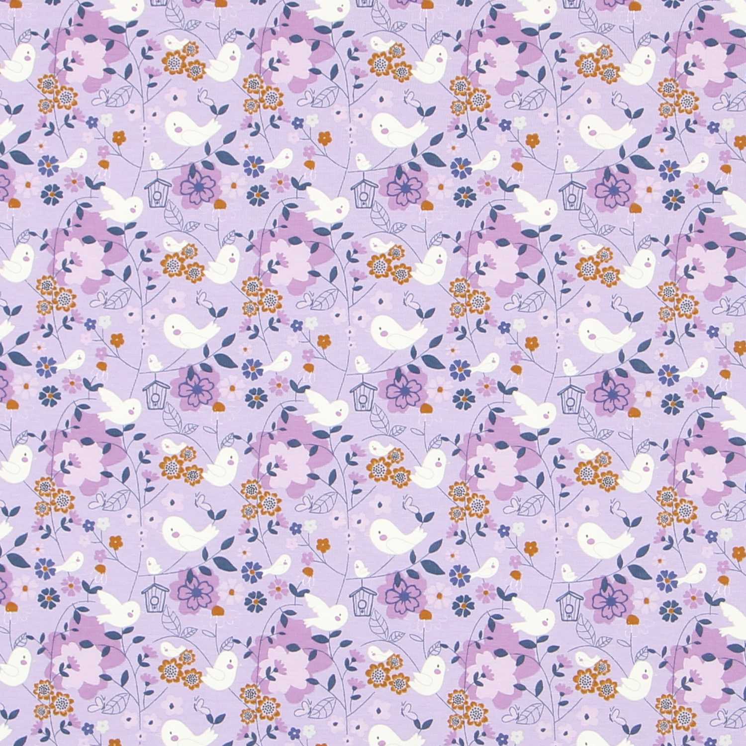 Punto Algodón Palomas Lila - Ribes y Casals