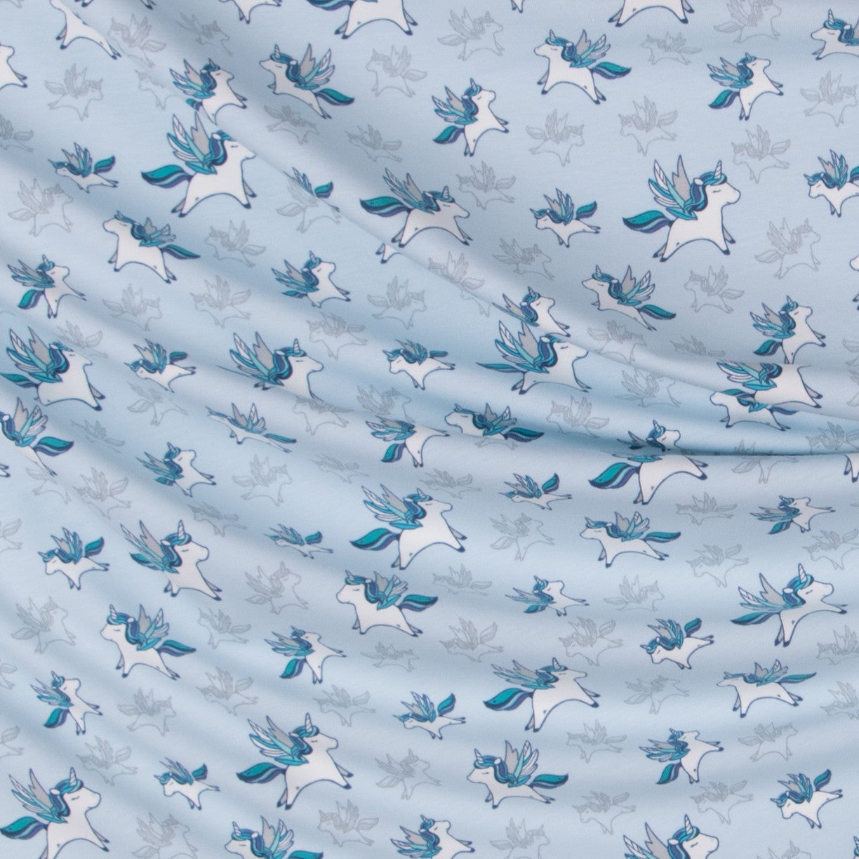 Punto Algodón Unicornios Azul - Ribes y Casals