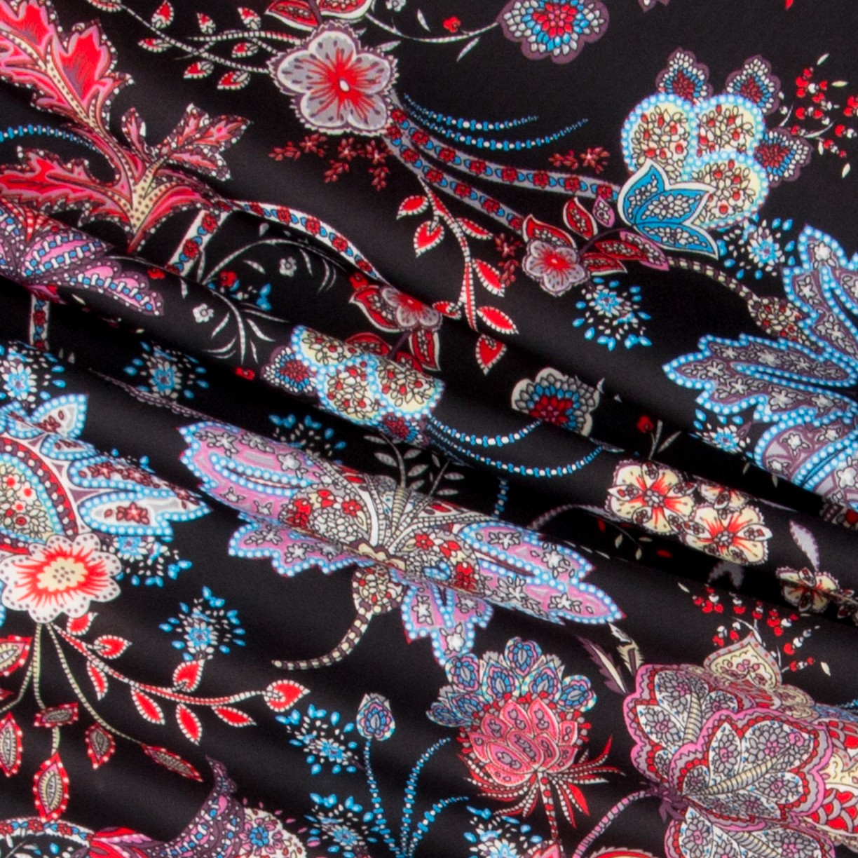 Punto Poliéster Flores Negro - Ribes y Casals