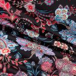 Punto Poliéster Flores Negro - Ribes y Casals