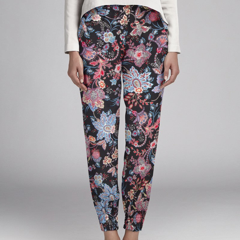 Punto Poliéster Flores Negro - Ribes y Casals