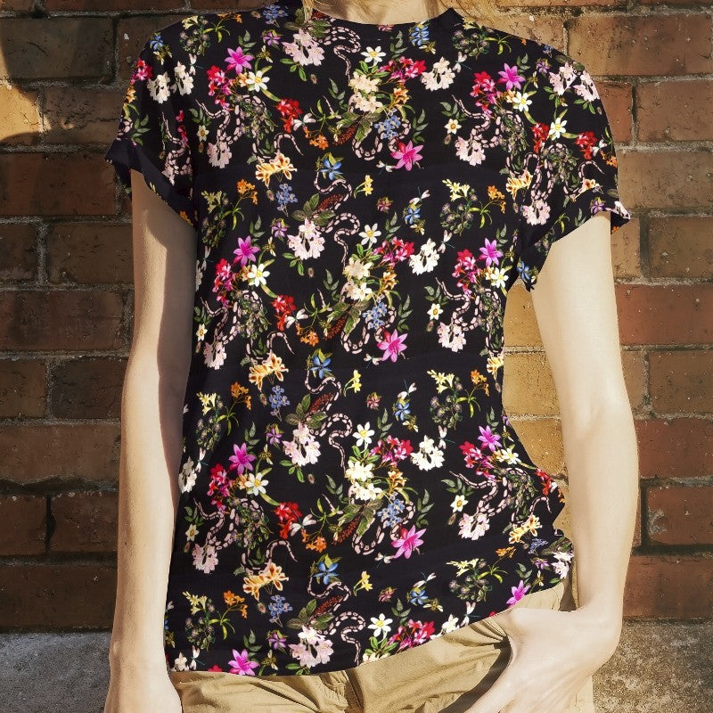 Punto Viscosa Floral Negra - Ribes y Casals