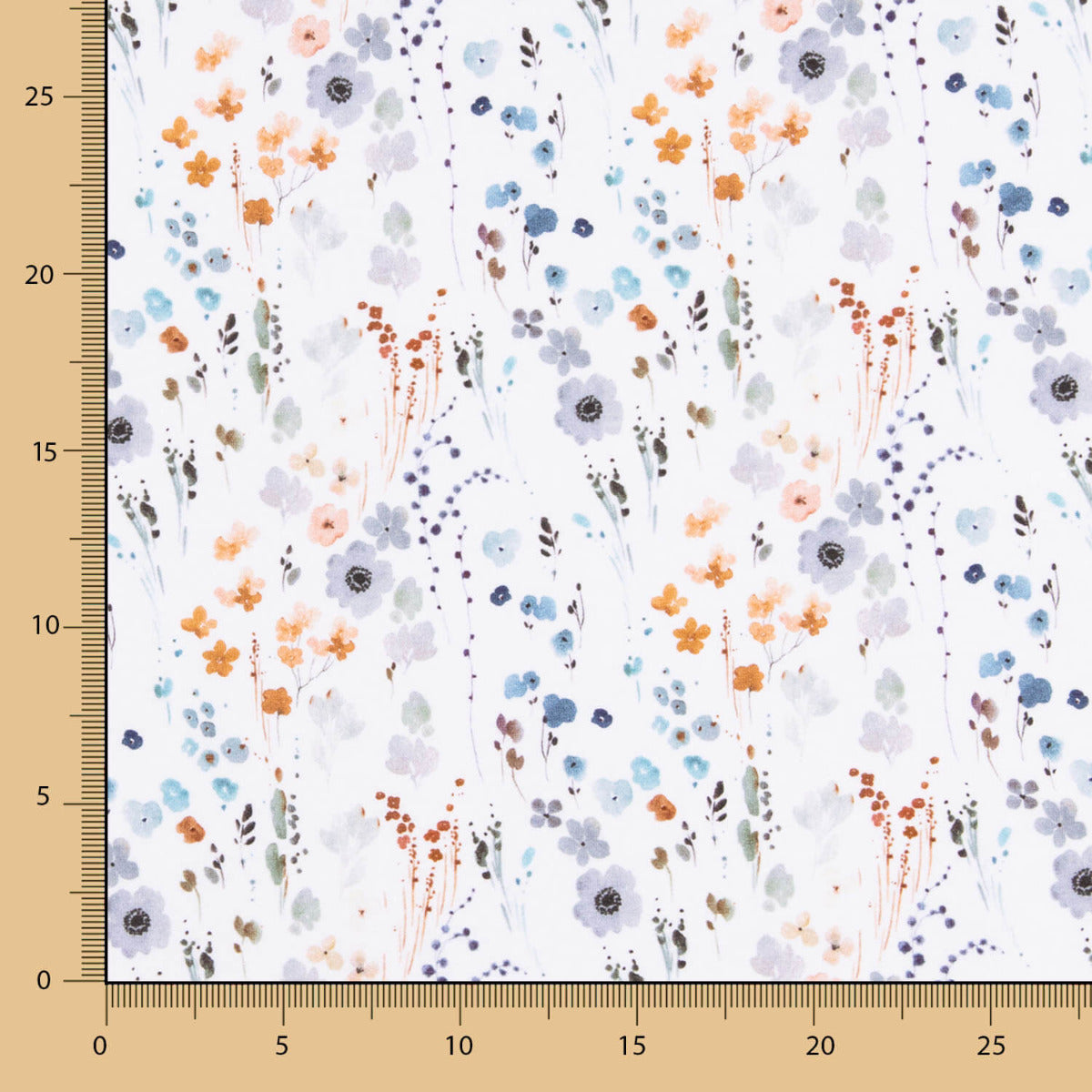 Punto Algodón Flor Primavera Azul Denim - Ribes y Casals