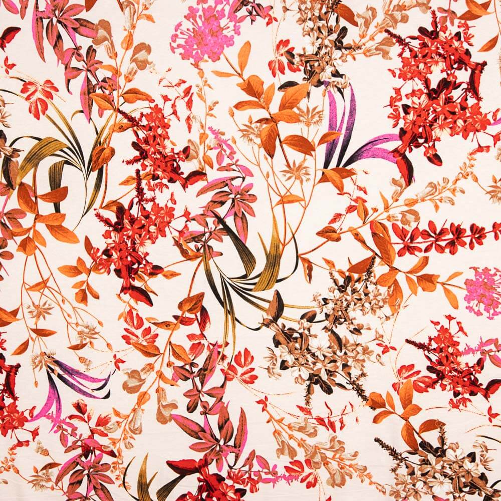 Punto Viscosa Floral Coral - Ribes y Casals