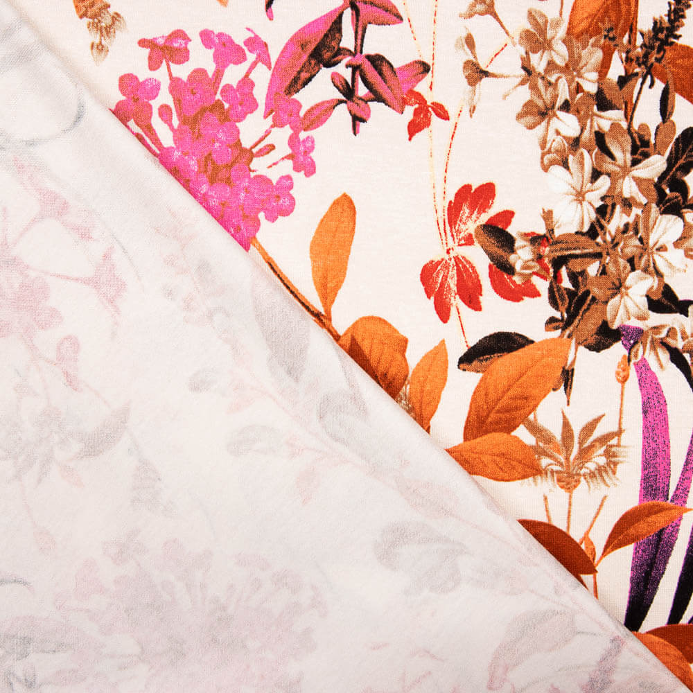 Punto Viscosa Floral Coral - Ribes y Casals