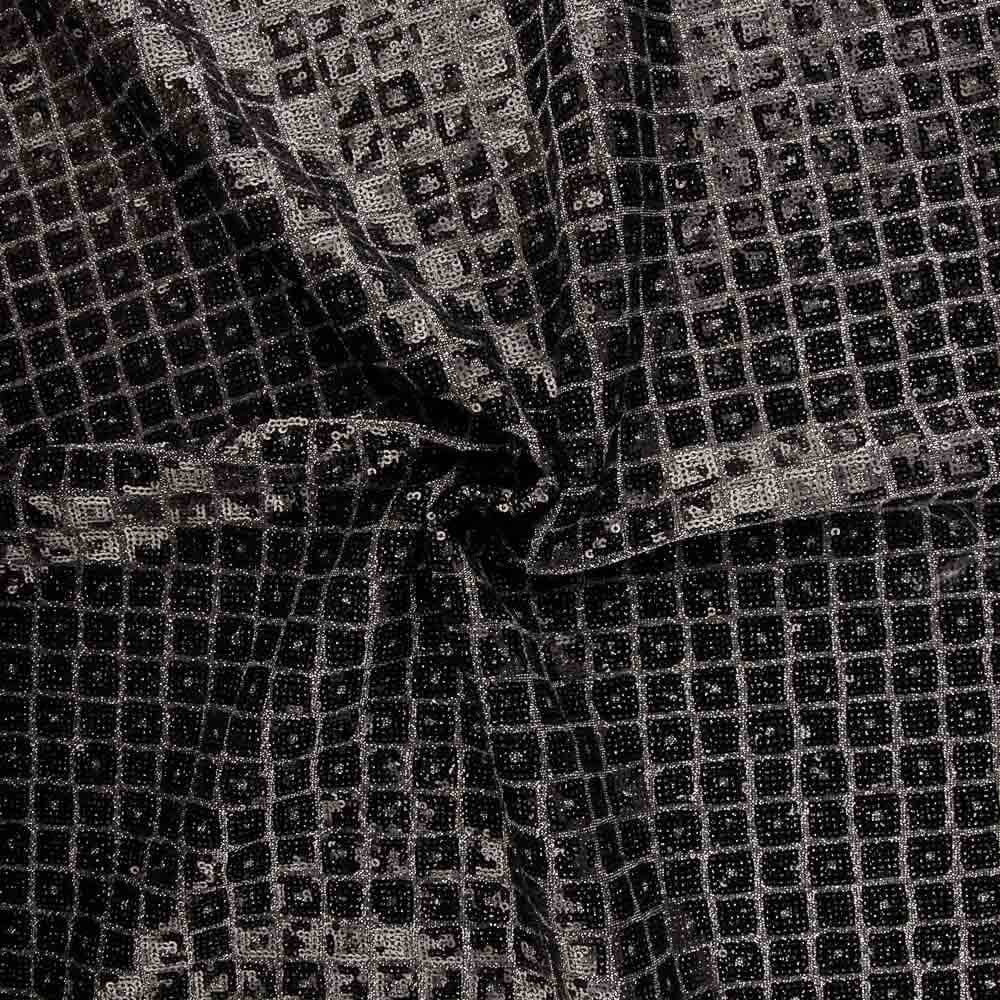 Punto Lamé Plateado Cuadros Lentejuela - Ribes y Casals