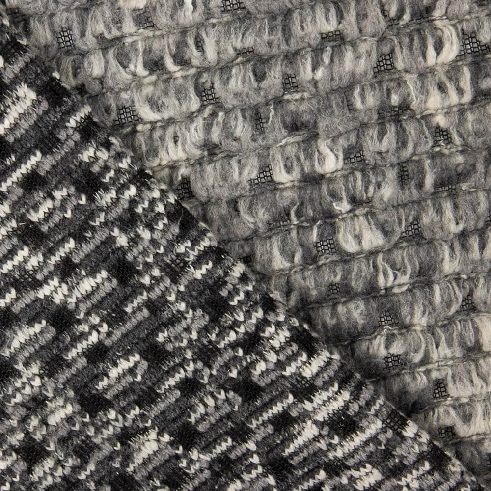 Punto Tricot Lana Poncho Geo Gris - Ribes y Casals