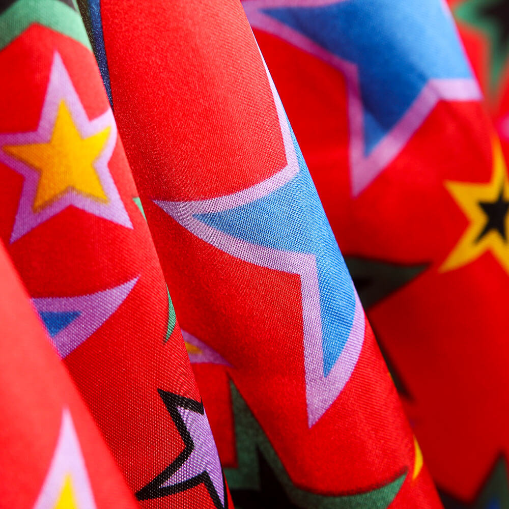 Raso Carnaval Estrellas Rojo - Ribes y Casals