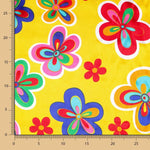 Retal Raso Carnaval Flor Hippie Amarillo 75x140 cm - Ribes y Casals