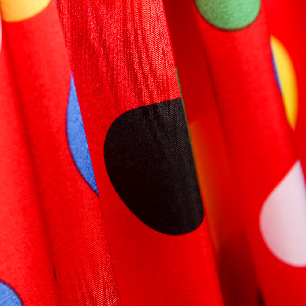 Raso Carnaval Lunares Color Rojo - Ribes y Casals