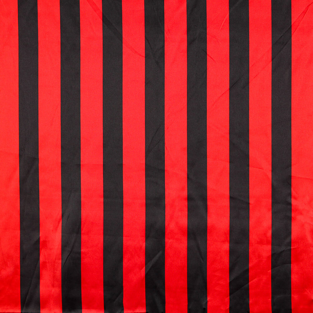 Raso Carnaval Rayas Rojo Negro - Ribes y Casals