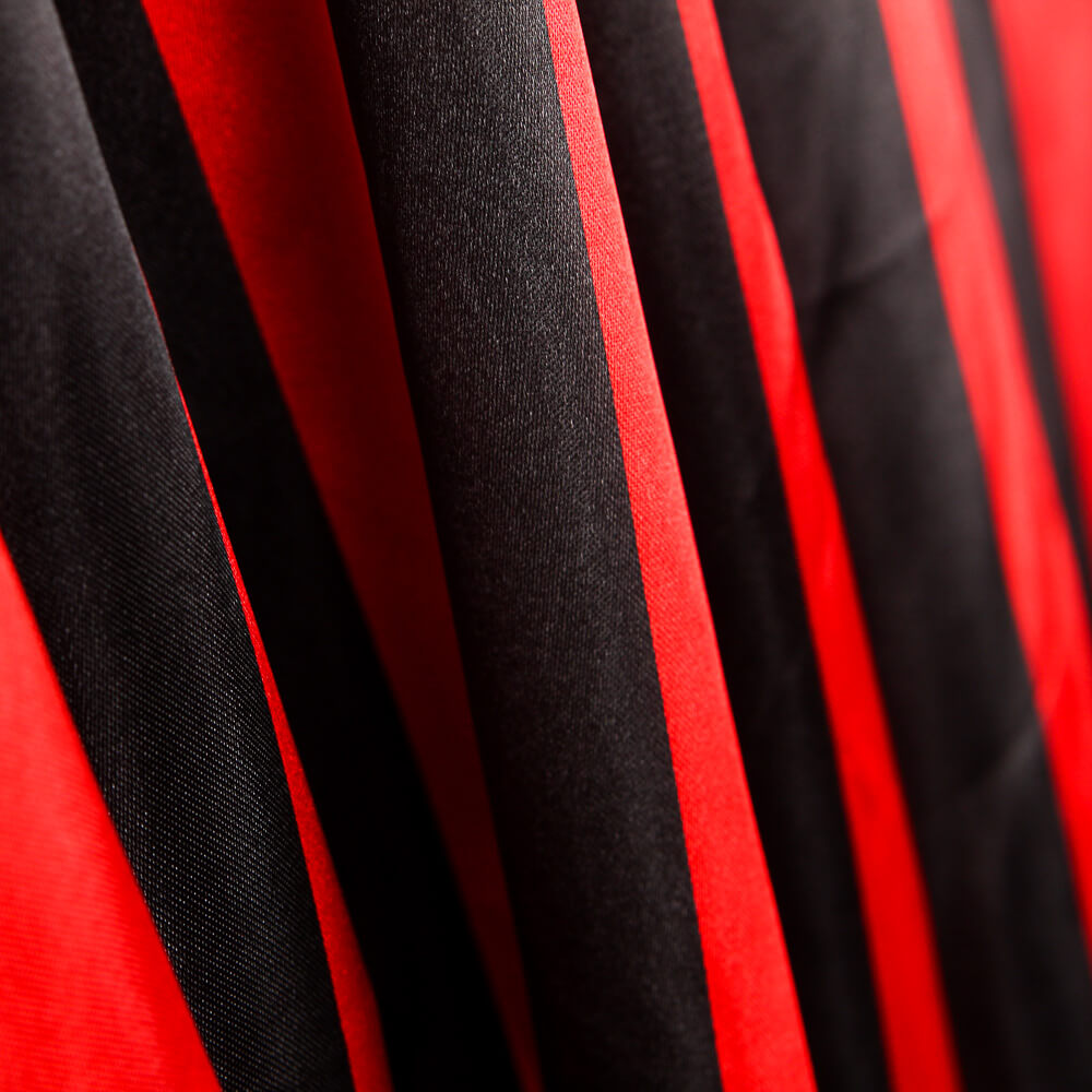 Raso Carnaval Rayas Rojo Negro - Ribes y Casals