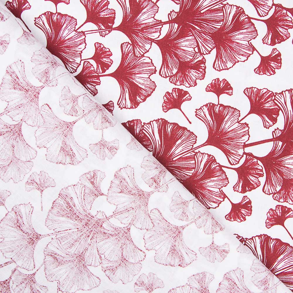 Sábana Estampada Ginkgo Biloba Granate - Ribes y Casals